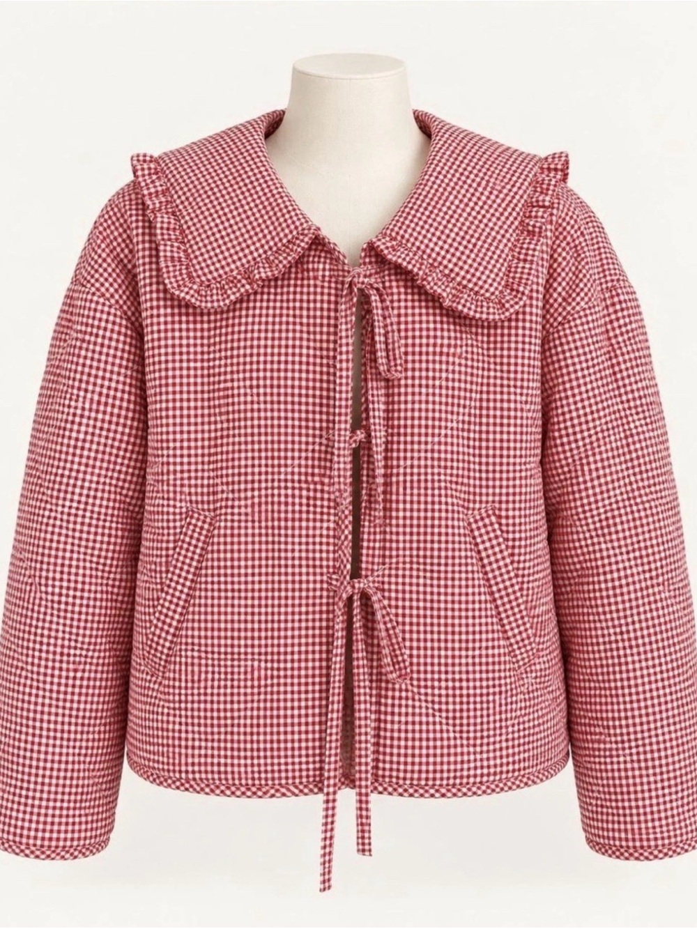 NWT Anthropologie Maeve Hazel
Quilted Gingham Jacket Red XSP Petite
XS